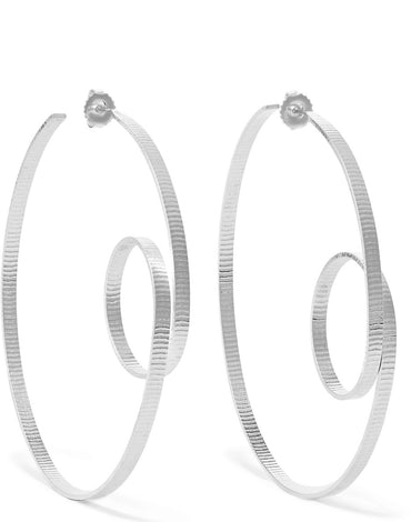 Annie Costello Brown Circle Scroll Silver Hoop Earrings