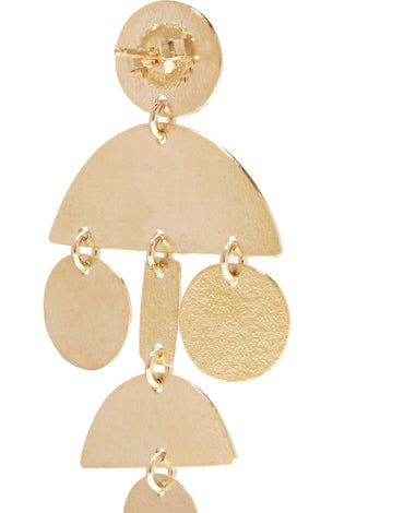 Annie Costello Brown Mini Pompom Gold Tone Earrings